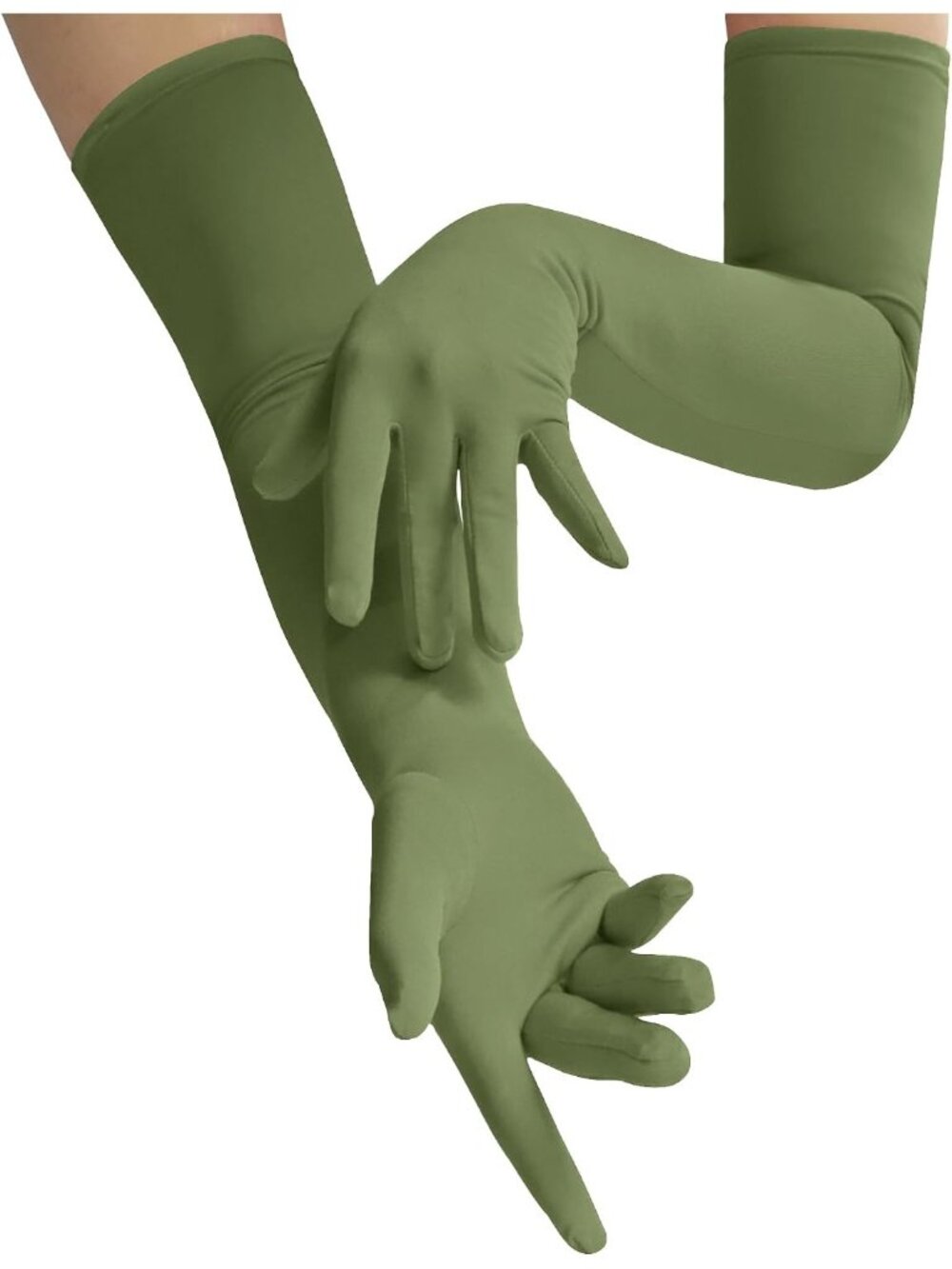 Women's Olive Halloween Costume Accessories Spandex Stretch Opera Gloves